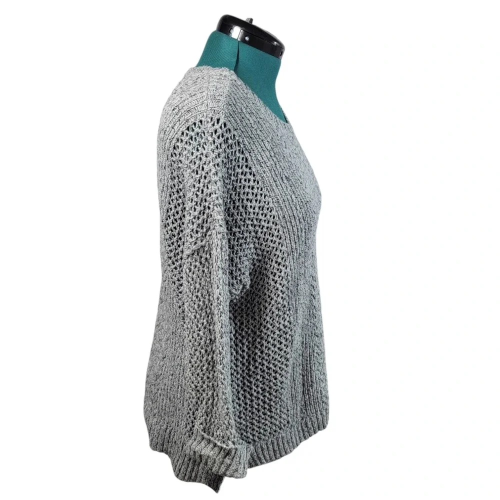 Madewell Sweater Womens L Grey Cotton‎ Blend Cable Knit Mixed Stitch Classic
